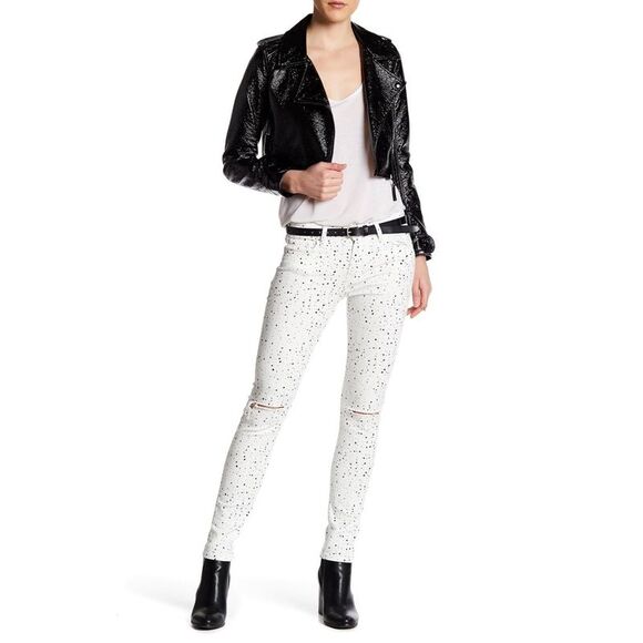 IRO.JEANS Denim - IRO.JEANS Womens White Frayed Pocketed Skinny Jeans Size: 30